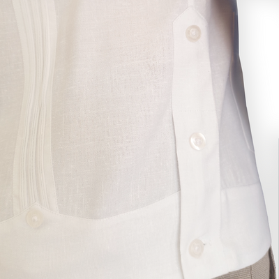 100% cotton white Cuban guayabera with four pockets