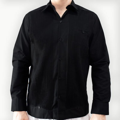 Black long sleeve guayabera