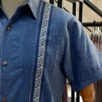 Blue embroidered guayabera shirt original