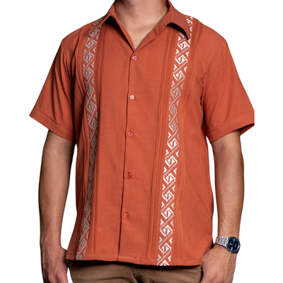 Burnt orange guayabera shirt