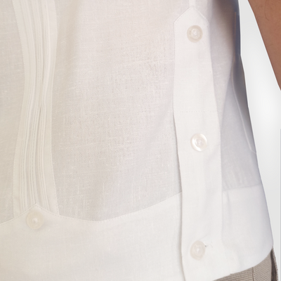 Classic white Cuban guayabera shirt for formal or summer events