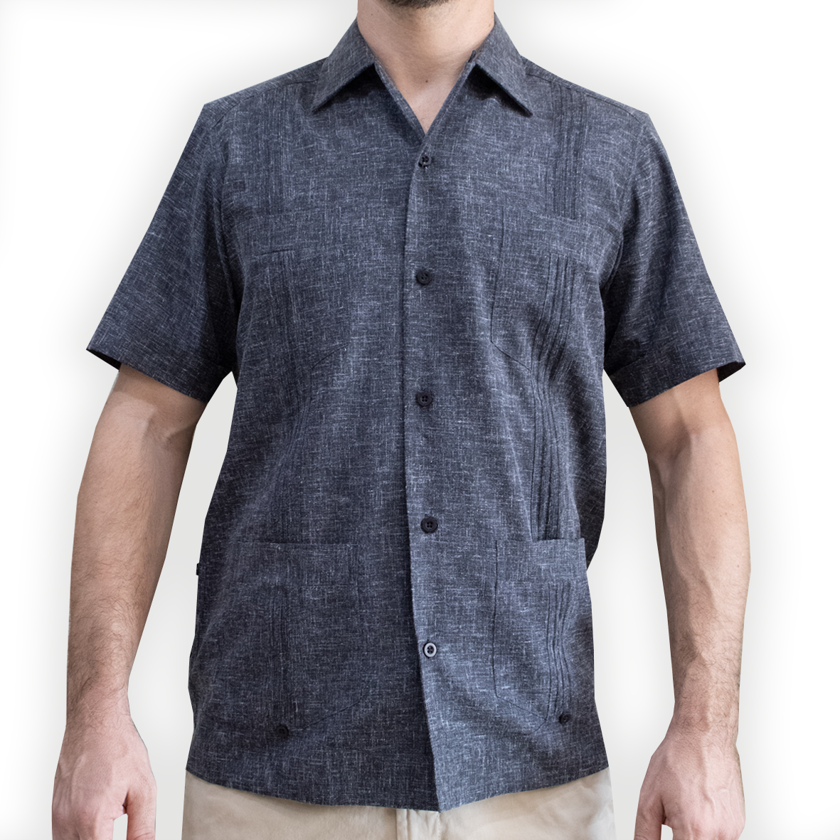 Cuban grey short sleeve guayabera – men’s cotton guayabera shirt