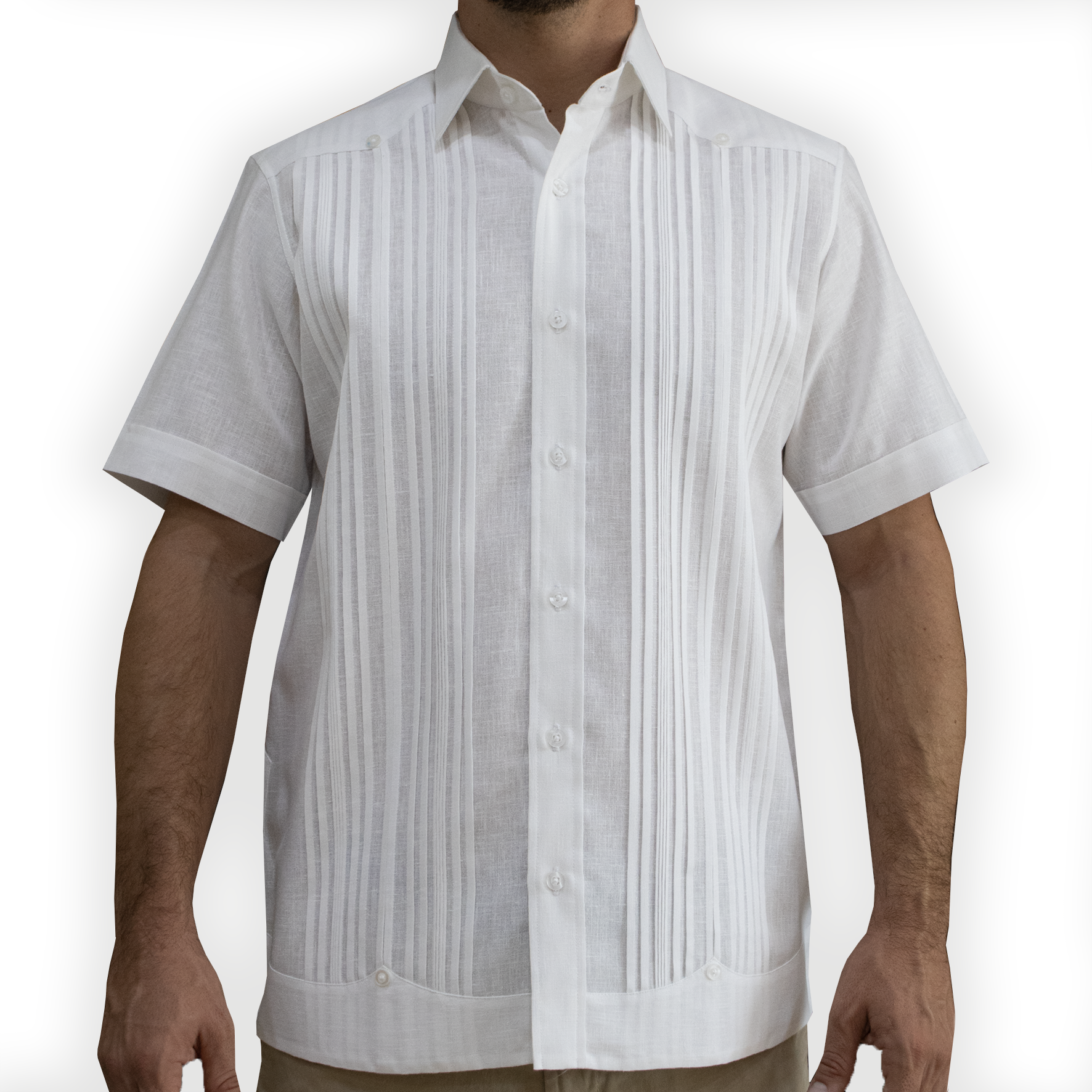 Elegant white short-sleeve guayabera for men – Casa Habana modern design