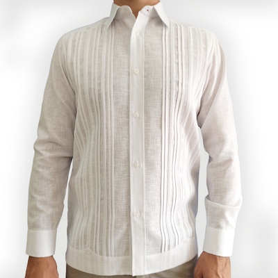 Formal white long-sleeve guayabera for men – Casa Habana wedding shirt