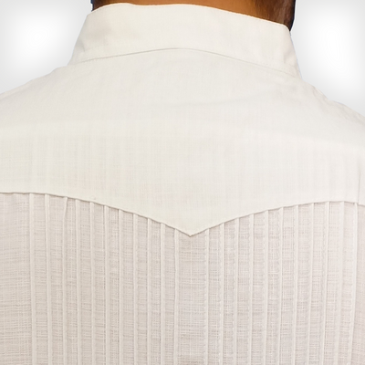 Handcrafted white floral embroidered guayabera – luxury Mexican design by Casa Habana
