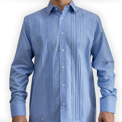 Light blue guayabera shirt men