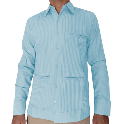 Light blue long sleeve guayabera