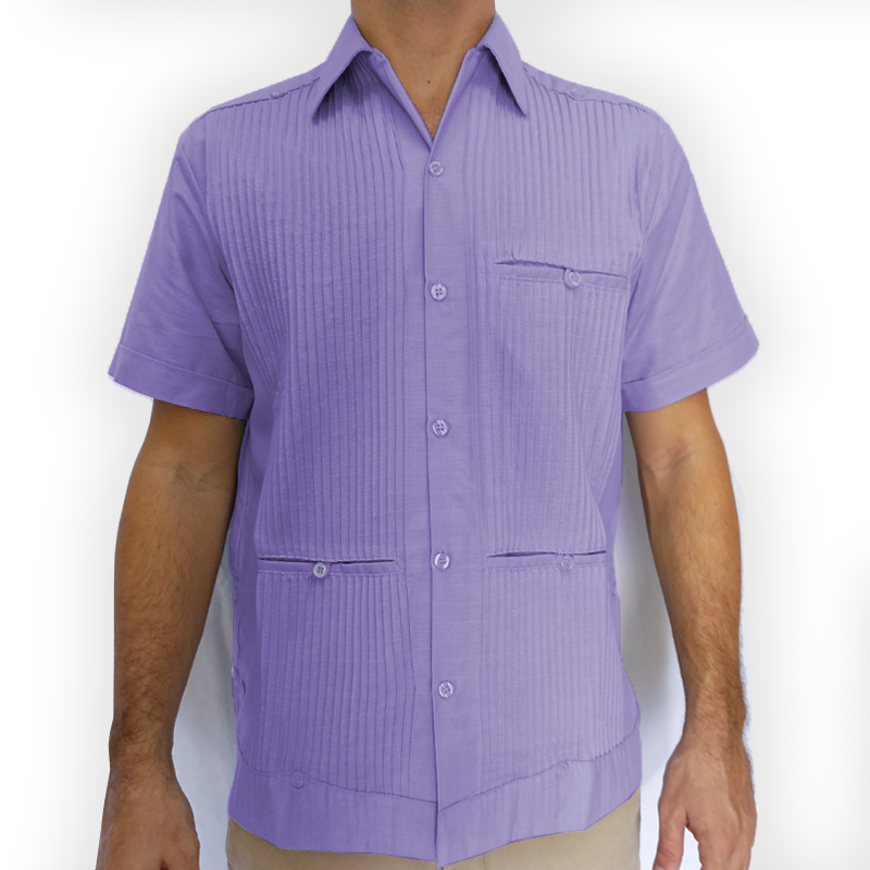 Lilac short sleeve guayabera – elegant men’s summer shirt by Casa Habana