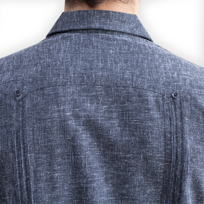 Man wearing Cuban grey short sleeve guayabera