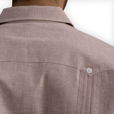 Man wearing Cuban pink short sleeve guayabera