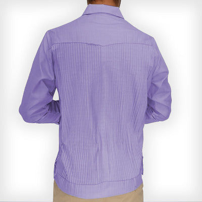 Man wearing lilac long sleeve guayabera