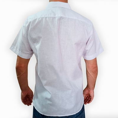 Man wearing modern guayabera shirt men in white