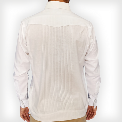 Man wearing white floral embroidered guayabera – Casa Habana Embroidered Collection