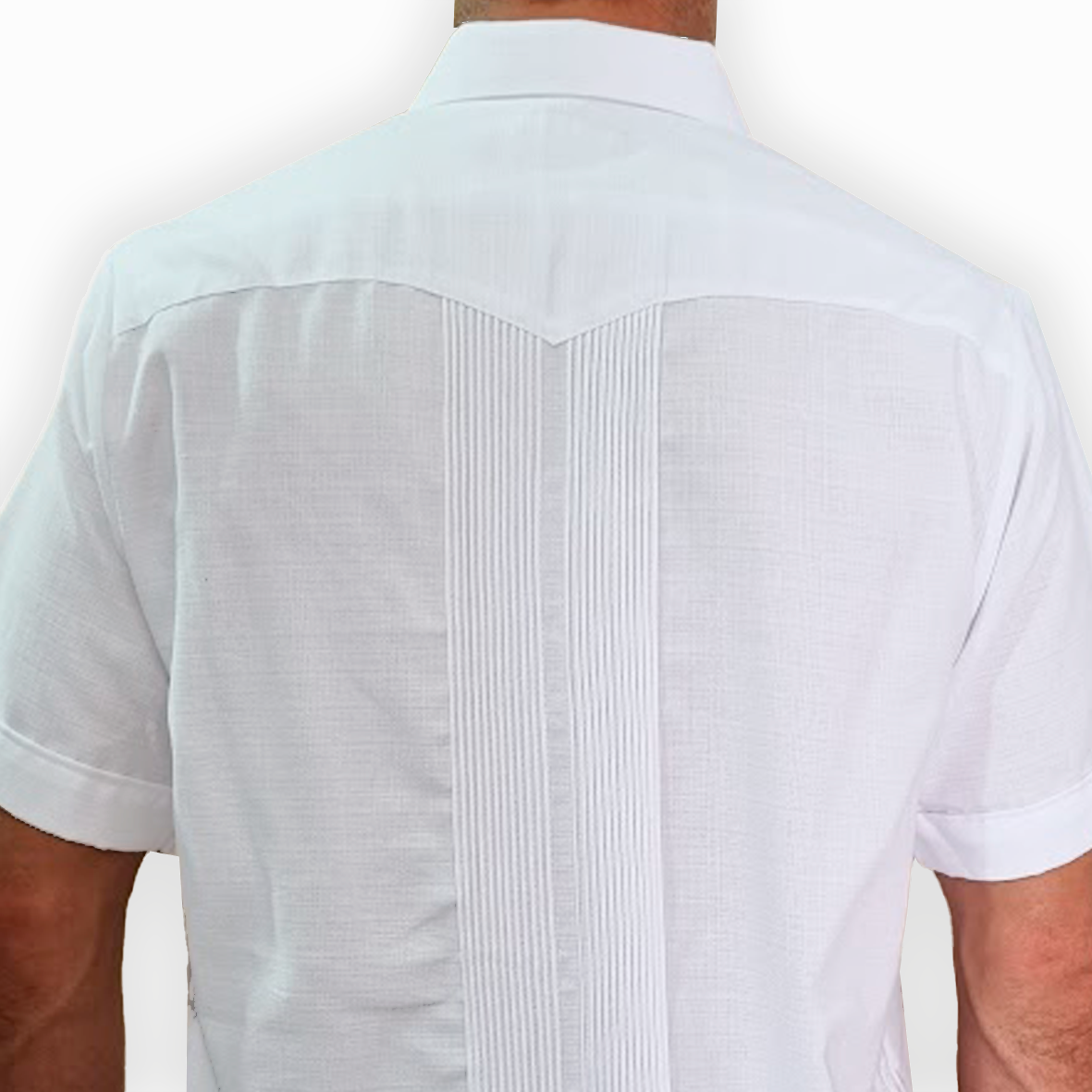 Man wearing white short-sleeve presidential guayabera – Casa Habana Collection
