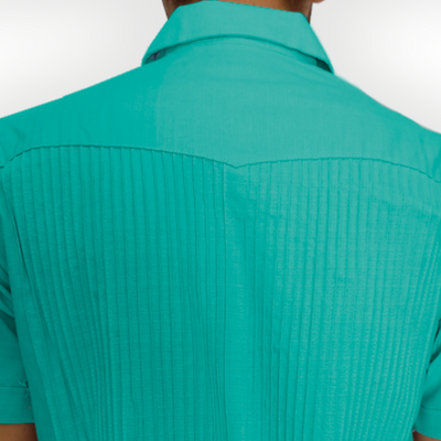 Mint green linen-cotton guayabera shirt