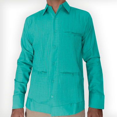 Mint green long sleeve guayabera