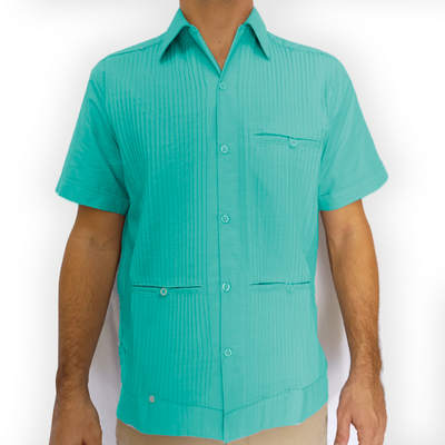 Mint green short sleeve guayabera