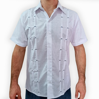 Modern guayabera shirt men – white short-sleeve Cuban style by Casa Habana