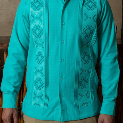 Persian green guayabera shirt linen cotton handmade