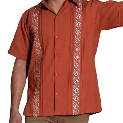 Terracotta short sleeve guayabera