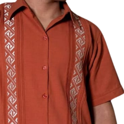 Terracotta short sleeve guayabera men