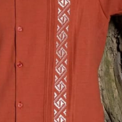 Terracotta short sleeve guayabera shirt