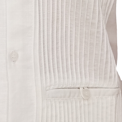 White Linen Guayabera for beach or casual event
