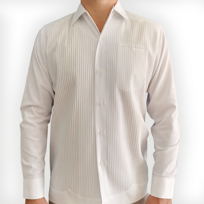 White Presidential Guayabera Shirt for Men