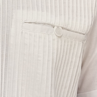 White Short-Sleeve Guayabera Shirt for Men – Linen Cotton Blend by Casa Habana