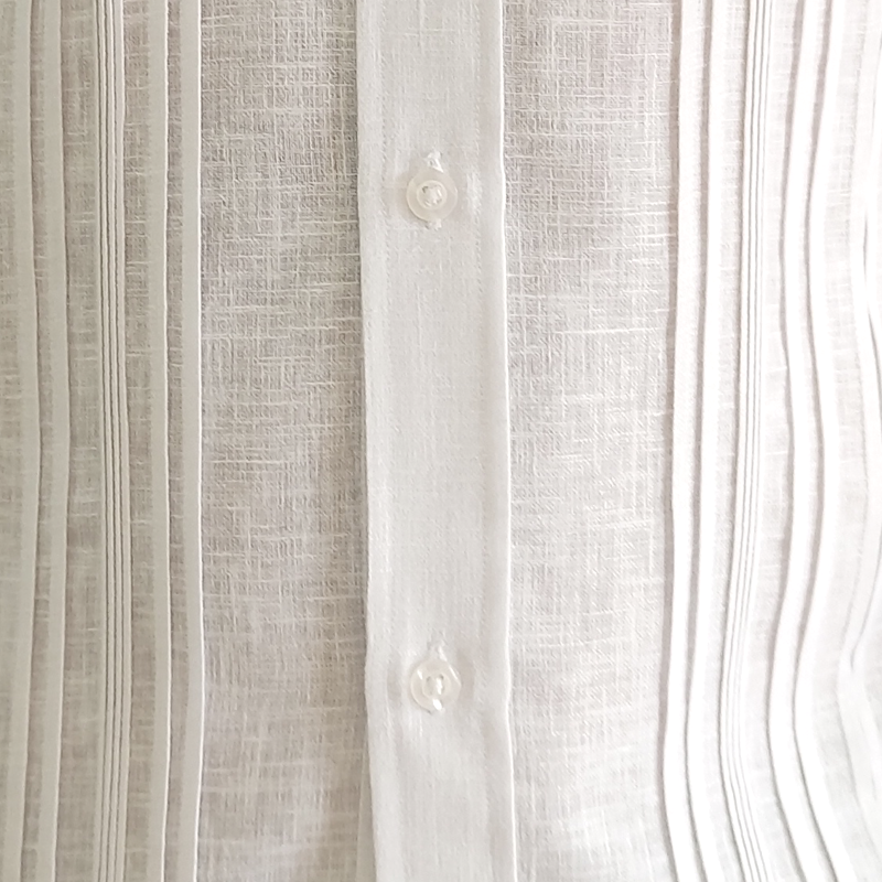 White cotton long-sleeve wedding guayabera for tropical ceremonies