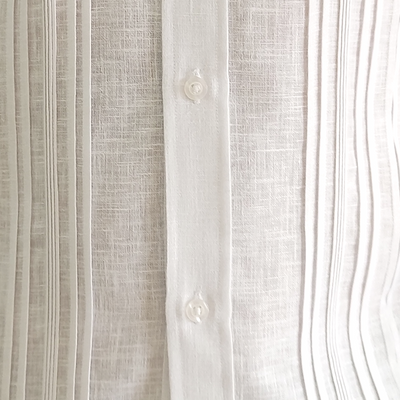 White cotton long-sleeve wedding guayabera for tropical ceremonies