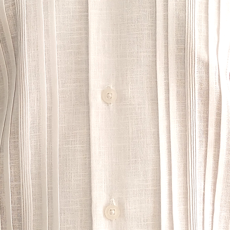 White long-sleeve guayabera with red trim for weddings and formal events – Casa Habana