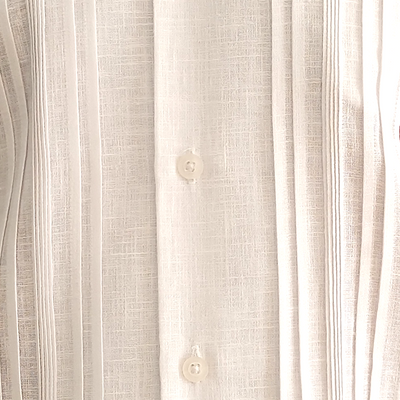 White long-sleeve guayabera with red trim for weddings and formal events – Casa Habana