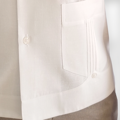 White short-sleeve Cuban guayabera for men – Casa Habana Yucatecan design