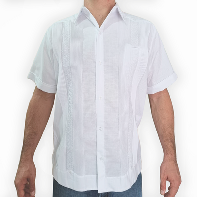 White short-sleeve presidential guayabera – Casa Habana elegant men’s shirt
