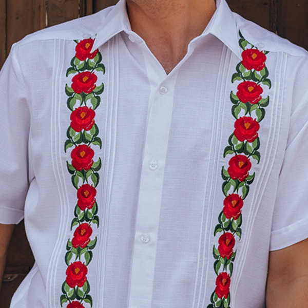 Yucatan Style Guayabera - Traditional Floral Embroidery | Casa