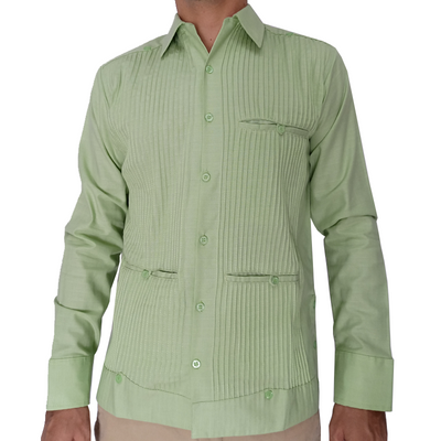 apple green long sleeve guayabera