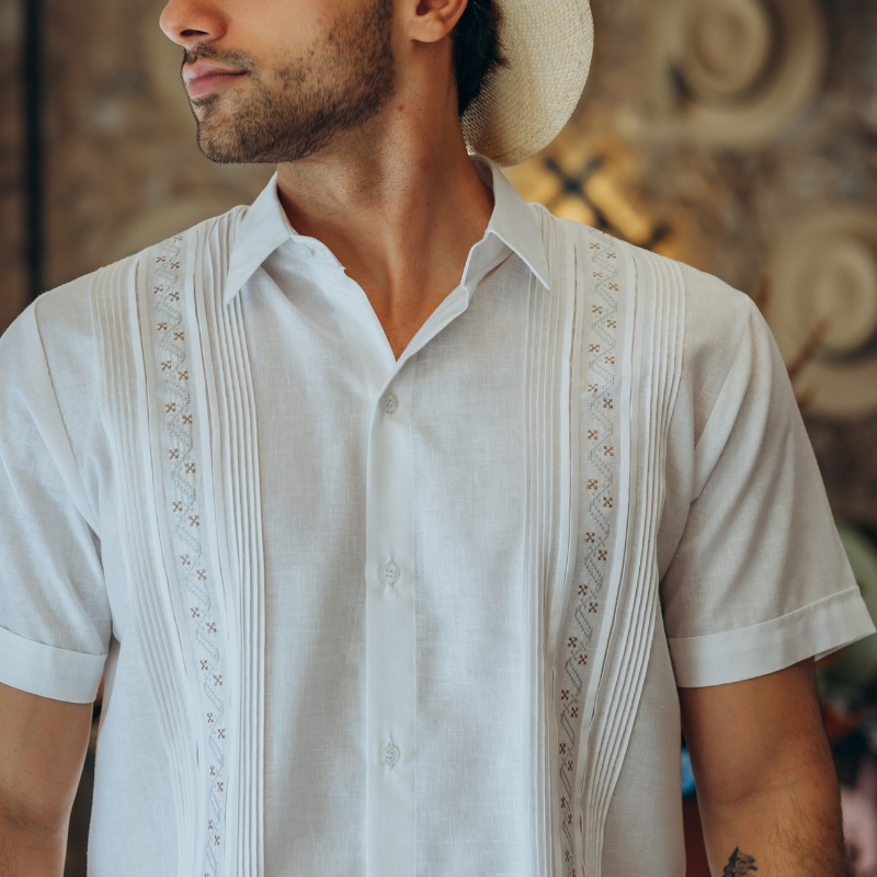 guayabera dress shirt Authentic Embroidered Guayabera Shirt | Casa Habana - Casa Habana