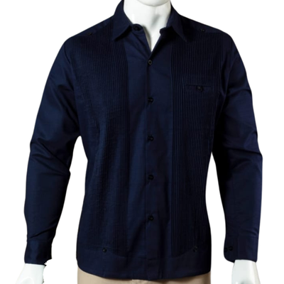 back view of presidential navy blue guayabera
