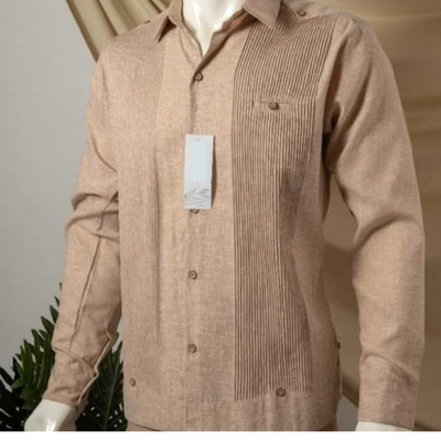 close-up of beige presidential guayabera fabric