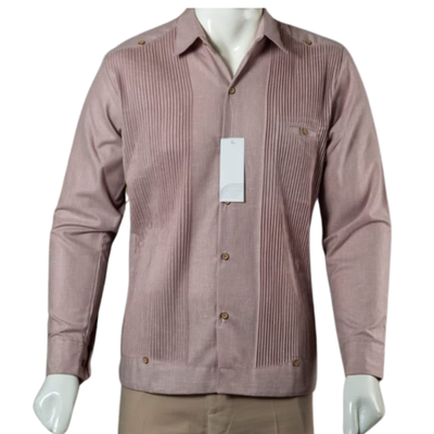 close-up of dusty rose presidential guayabera fabric