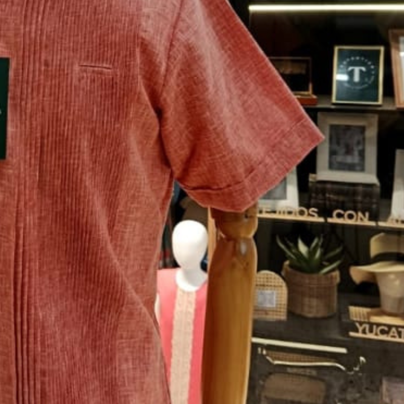 coral short sleeve guayabera for men