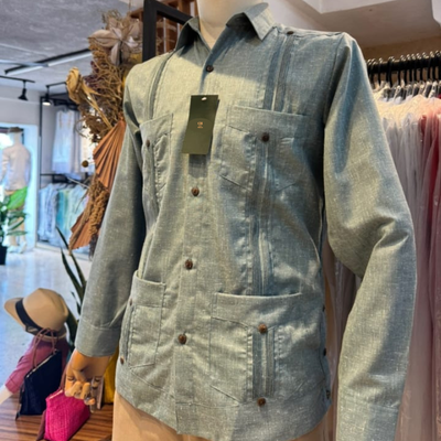 cuban green guayabera shirt for men
