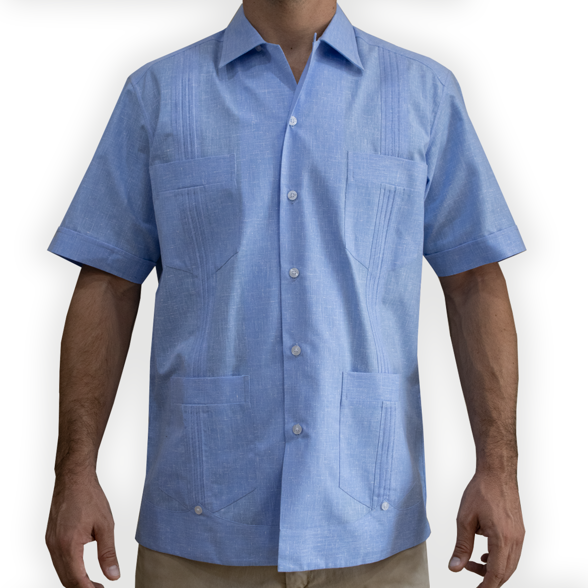 cuban light blue short sleeve guayabera – men’s cotton guayabera shirt