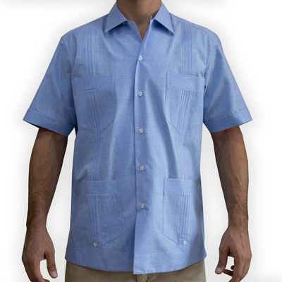 cuban light blue short sleeve guayabera – men’s cotton guayabera shirt