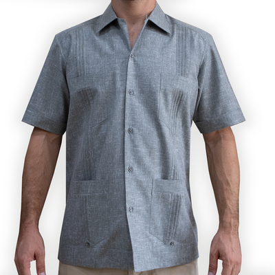 cuban light grey short sleeve guayabera
