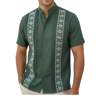 hunter green guayabera shirt linen cotton handmade