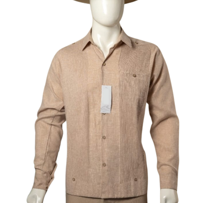 man wearing presidential beige guayabera