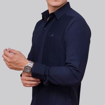 presidential navy blue guayabera for men