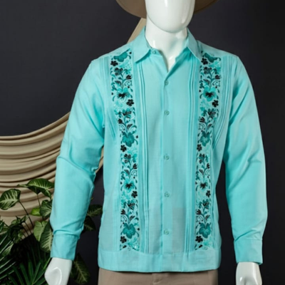 sea green guayabera shirt linen cotton handmade